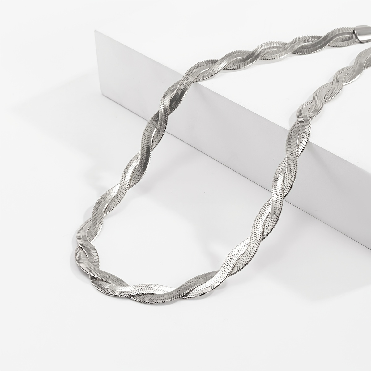 Women's Vintage-Style Silvery Stainless Steel Double Snake Chain Necklace